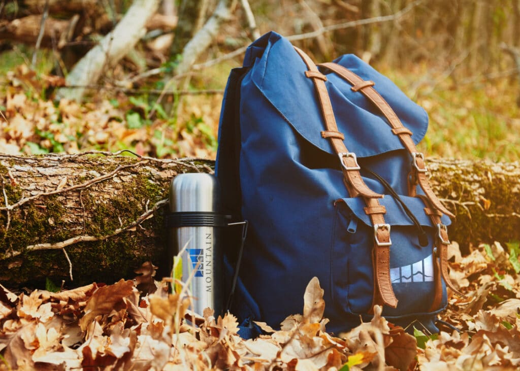 branded bag and flask
